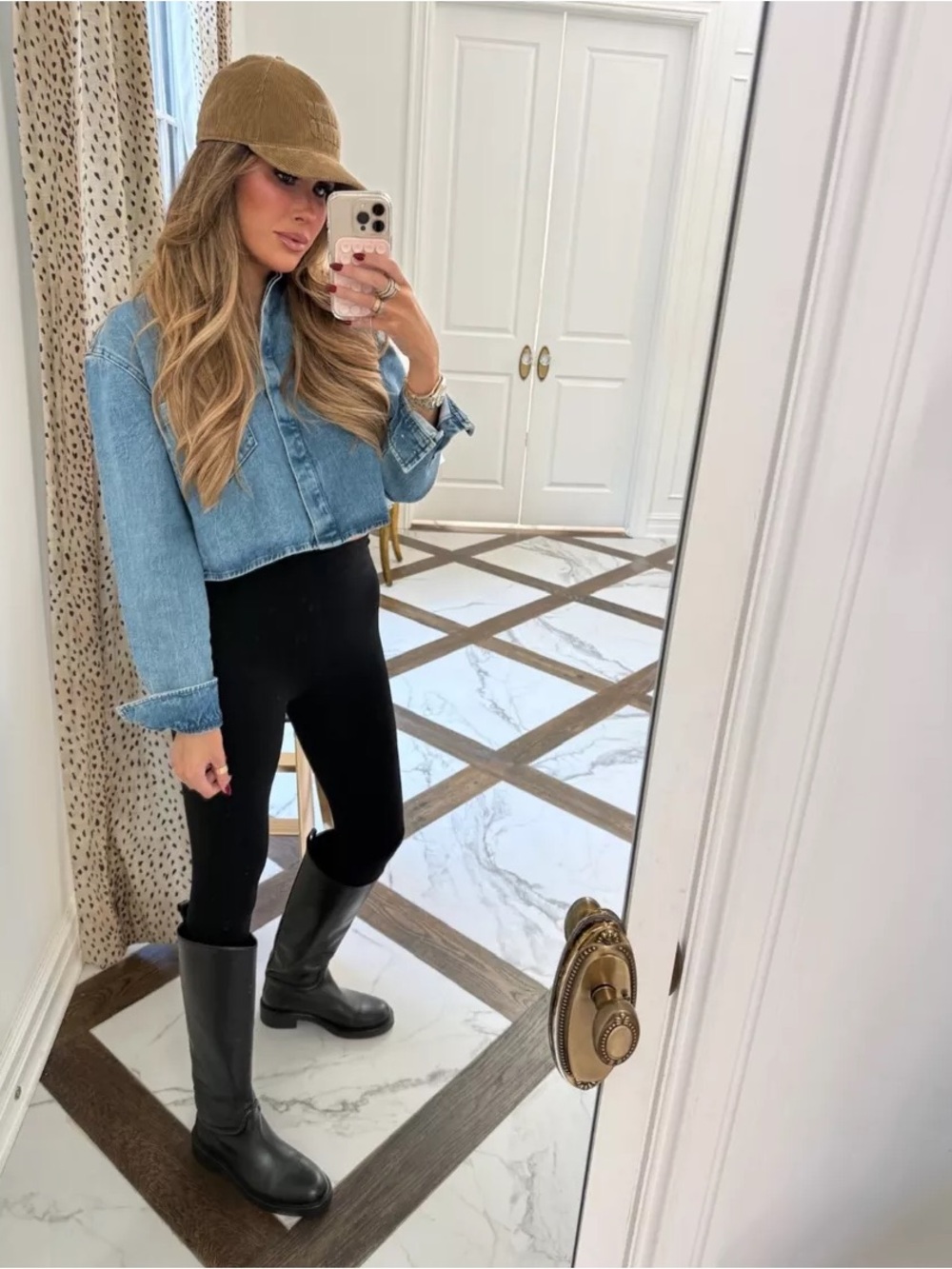 Good American Medium Blue Denim Jacket with Gold Buttons